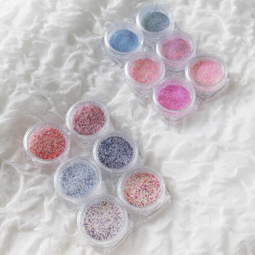 【条件付きメール便OK】ツイードパウダー 6色 セット ケース付き ウィンター 秋 冬 クリスマス ネイル ジェル・レジンの埋め込み 封入パーツ