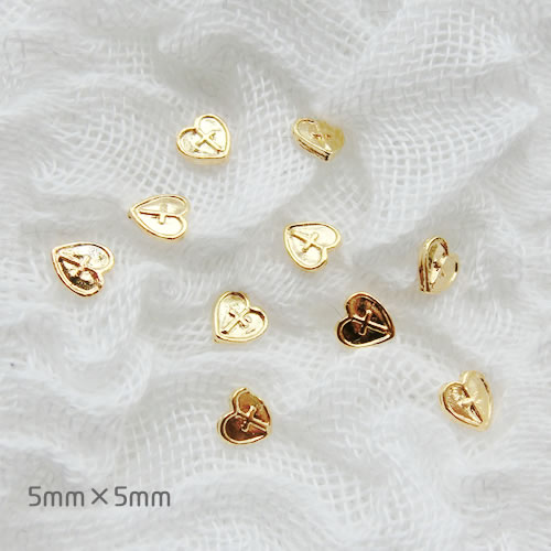 【メール便OK】☆ ハート クロス 十字架 メダイ ハート形 5mm×5mm ゴールド アート メタルパーツ サマー クリスマス キリスト 神 ジーザス クリス...