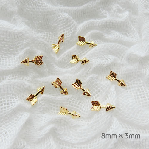 【メール便OK】☆ 矢 アロー 短 キューピッド 天使 8mm×3mm ファンタジー ゴールド アート メタルパーツ サマーネイル キリスト 神 ジーザス クリ...