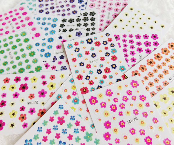 【メール便OK】3D ラバーネイルシール フラワー 6枚セット 福袋 押し花 おしばな 押花