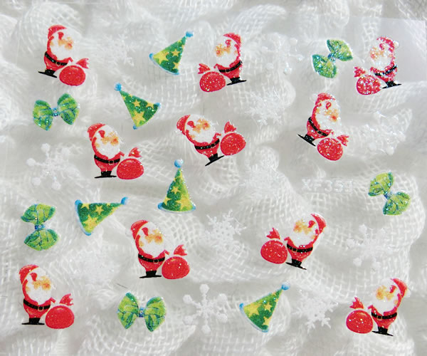 クリスマス特集【メール便OK】ネイルシール418　グリッタークリスマスシール　サンタクロース&雪の結晶