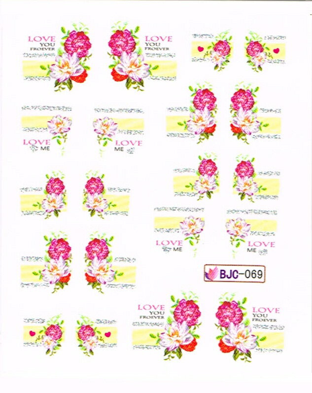 【メール便OK】ネイルシール541　ネイルタトゥー　お花　ピンク　ウォーターネイルシール水に塗らして貼るだけの極薄フィルム★ジェルネイル埋め込み簡単