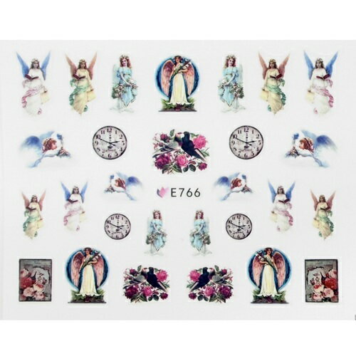 【メール便OK】ネイルシール766 エンジェル ネイルシール 天使 フラワー 時計 ジェルネイル埋め込み簡単
