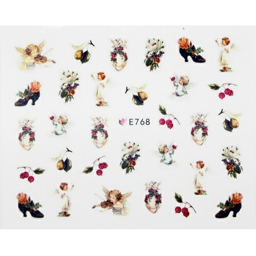 【メール便OK】ネイルシール768 エンジェル ネイルシール 天使 マリア ハイヒール フラワー ジェルネイル埋め込み簡単