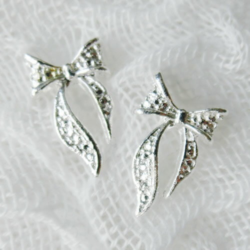 【メール便OK】 　りぼん　パーツ　リボン　ネイル　全4色　ビジュー　シルバー　ゴールド　クロム　ピンク　セルフネイル　2個