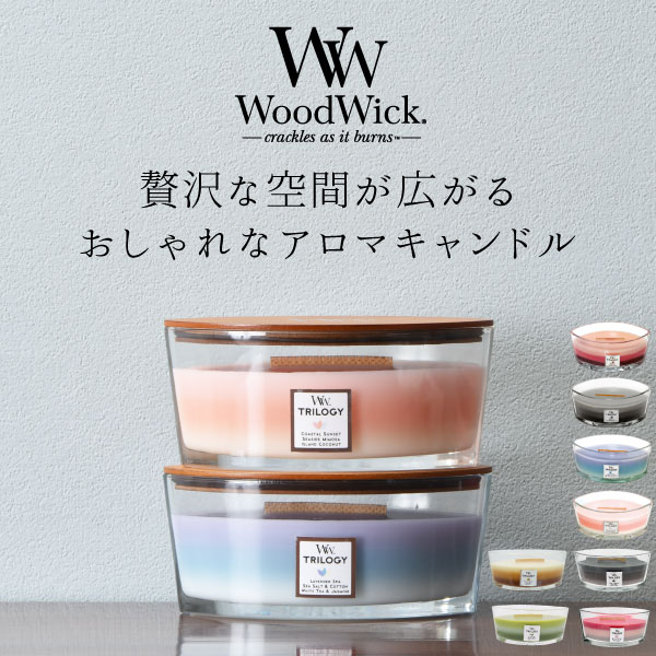 Wood Wick キャンドル アロマキャンドル おしゃれ アロマ ウッド 白檀 ムスク 森 植物 ジャスミン シーソルト コットン ホワイトティー シトラス フルーツ ミモザ カラント ベリー ろうそく カメヤマ キャンドル 北欧 インテリア雑貨( トリロジーハースウィック L Wood Wick ウッドウィック )