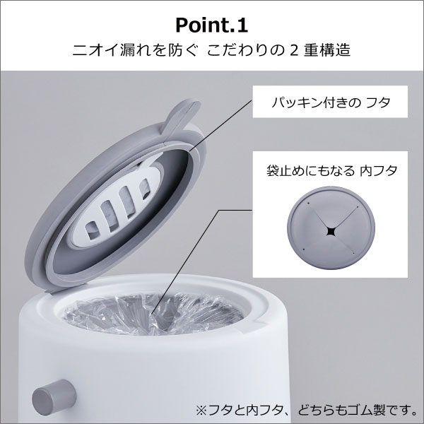 ゴミ箱 おしゃれ 臭わない 生ごみ おむつ 45リットル袋可 45L袋可 ダストボックス 北欧風 インテリア雑貨 20L 20リットル ふた付き トイレポット ペット用 キッチン 約高さ50cm 約幅30cm 介護用 スリム 蓋つき 蓋付き 白( ダイパーポット 密閉おむつペール ライクイット)