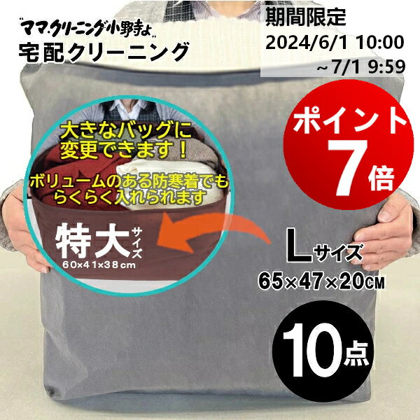 【ポイント7倍！ 7月1日 AM9:59まで】クリーニング Lサイズ 10点まで詰め放題 宅配 追加料金で保管 特..