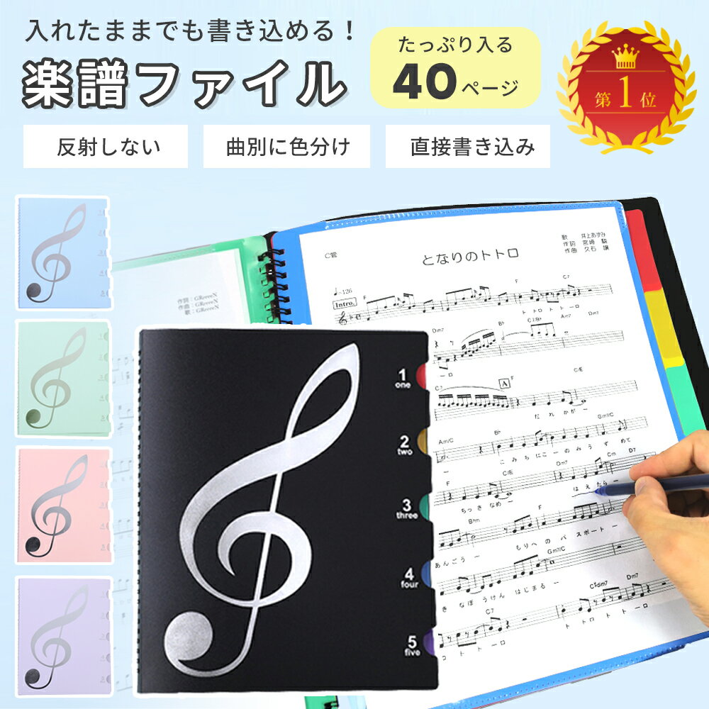 楽譜ファイル 書き込み 楽譜入れ A4 40ページ 譜面ファイル