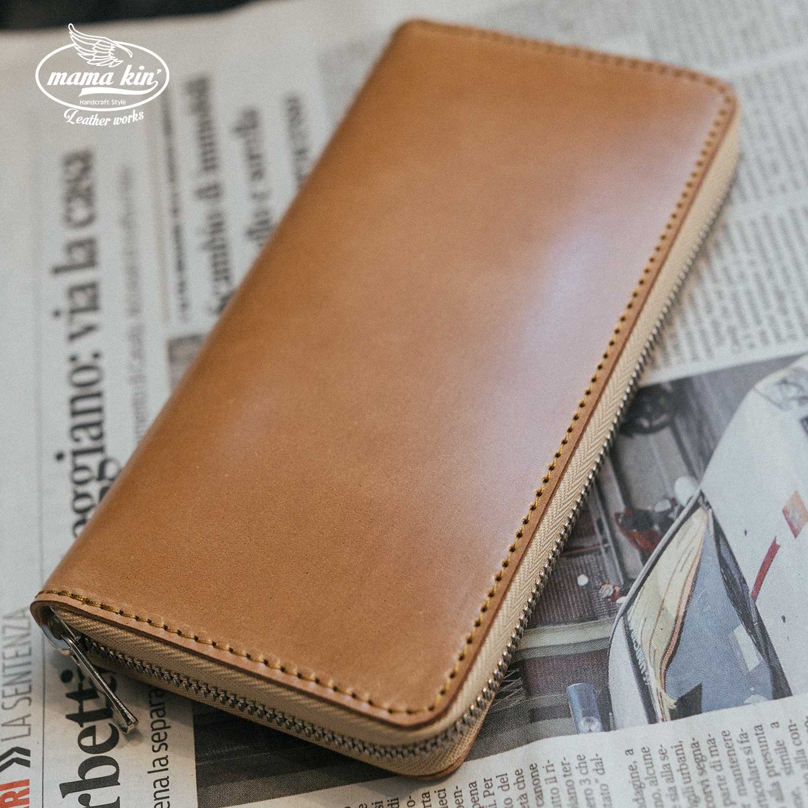 MAMA KIN' コードバン ラウンドファスナー 長財布 ジッパー 本革 メンズ財布 レディース財布 レザーウォレット さいふ rf009cdv46nl