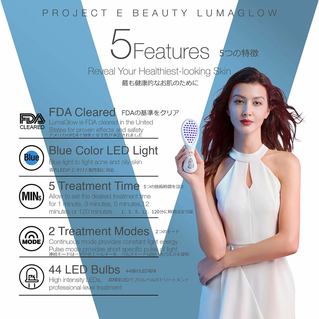 [Project E Beauty] ルマグロー ブルーLEDライトセラピー LumaGlow Blue LED Light Therapy (プロジェクト E ビューティ) PE732 3