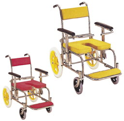 カワムラサイクル シャワー用車いす（背前後式） KS2(ステンレスセイ) イエロー 06-2710-00