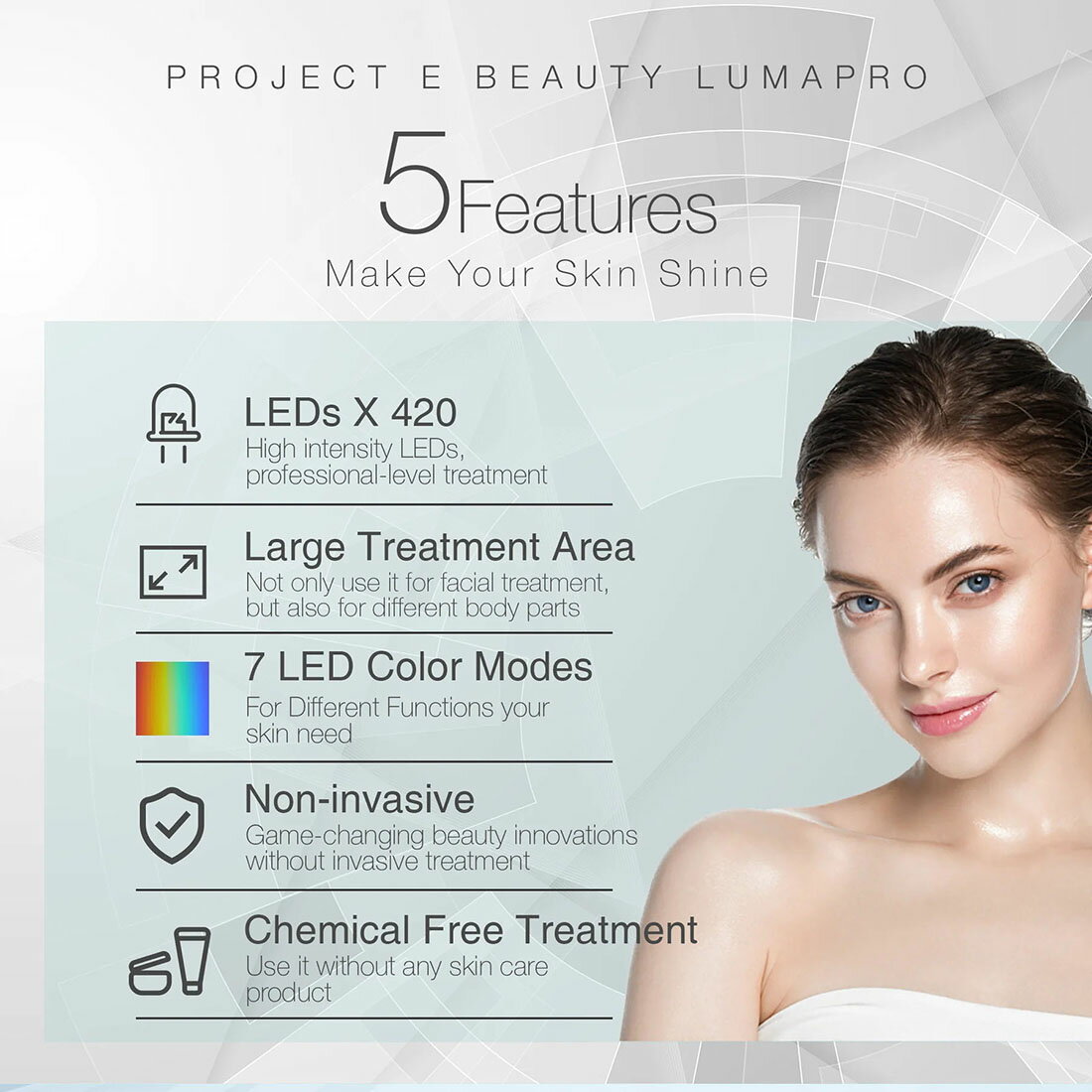 [Project E Beauty] ルマプロ プロLEDスキンケア ライトセラピー LumaPro Pro LED Skincare Light Therapy (プロジェクト E ビューティ) PE207 3