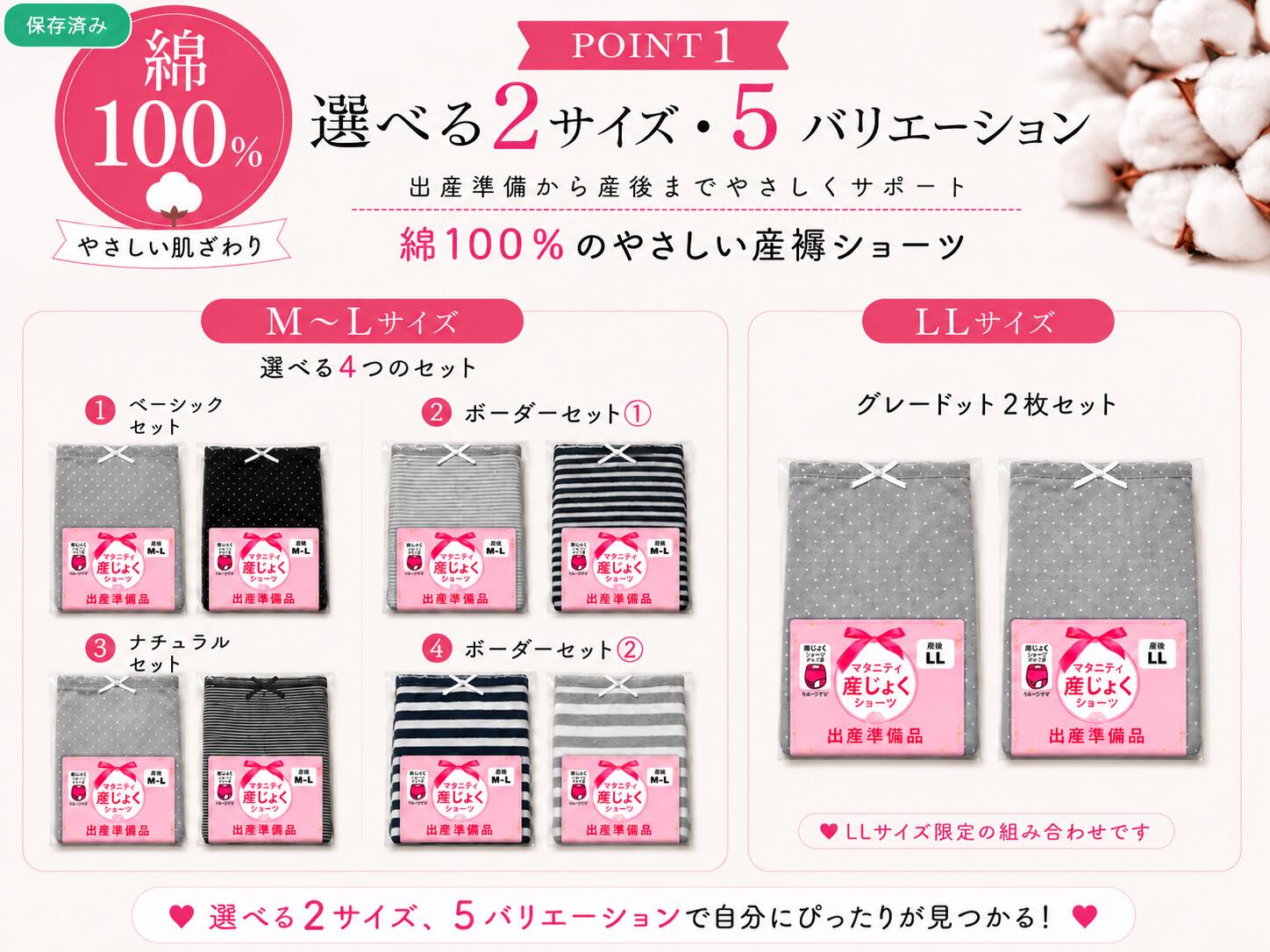 【綿100％】 産褥ショーツ 2枚セット M〜L LL マジックテープ開閉 広範囲防水シー...