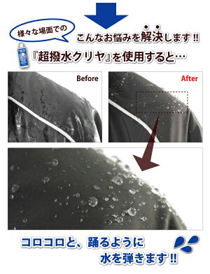超撥水クリヤを使用するとコロコロと踊るように水を弾きます