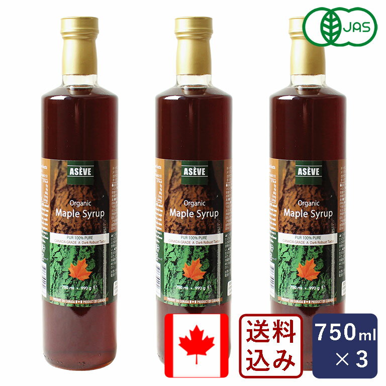 シロップ 有機JAS オーガニックメープルシロップ ダーク/ロバストテイスト 750ml×3 送料無料_  パン作り お菓子作り 料理 手作り スイーツ 父の日