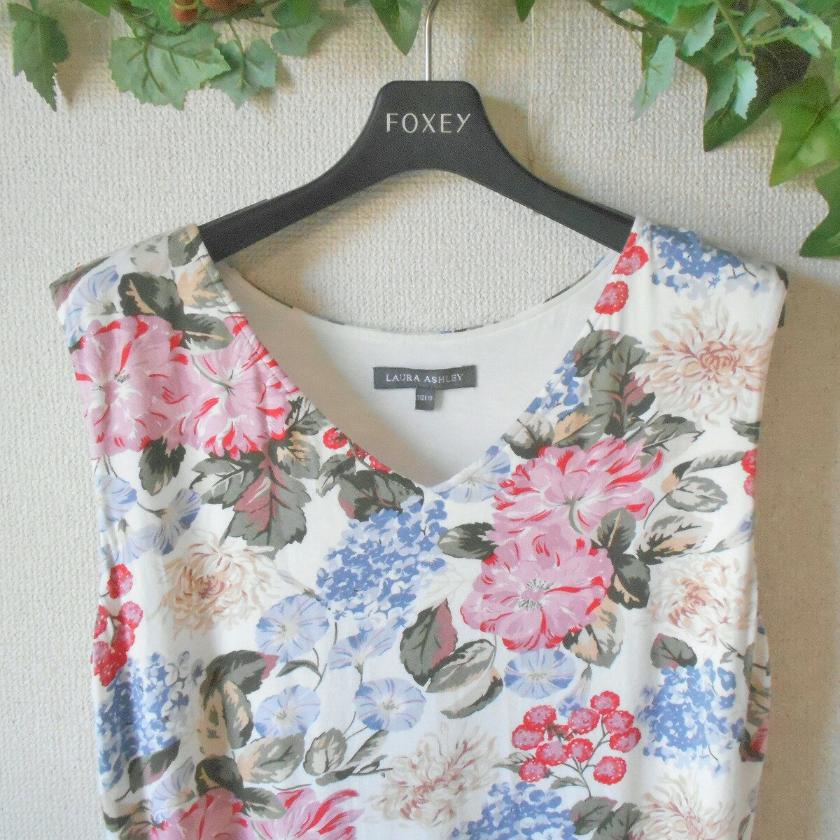 【中古】ローラアシュレイ LAURA ASHLEY ワンピース 13 ノースリーブ レディース 花柄 リボン 付