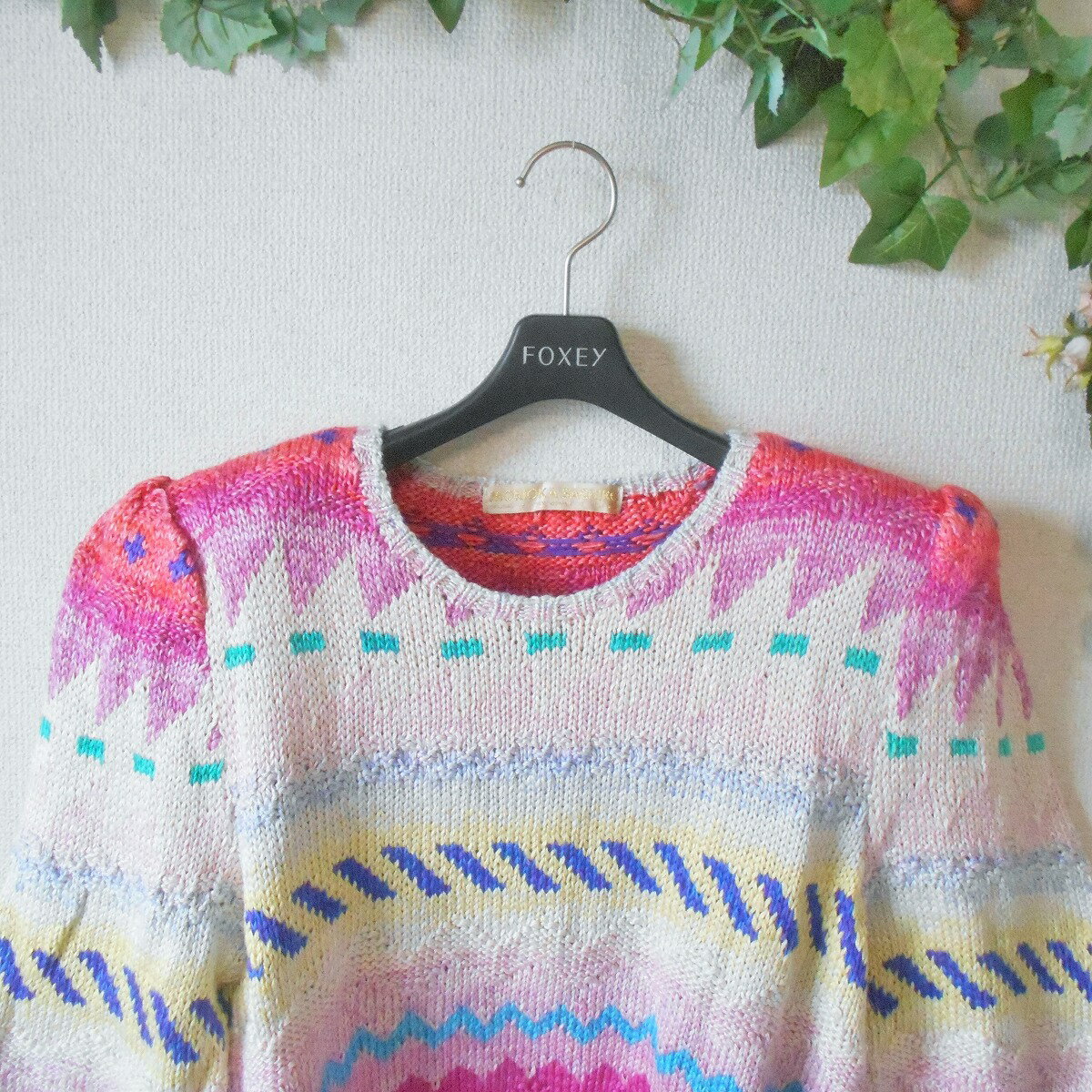 【中古】モリオカサチコ MORIOKA SACHIKO ニット セーター 絹 シルク 100% 7分袖 レトロ アンティーク ビンテージ