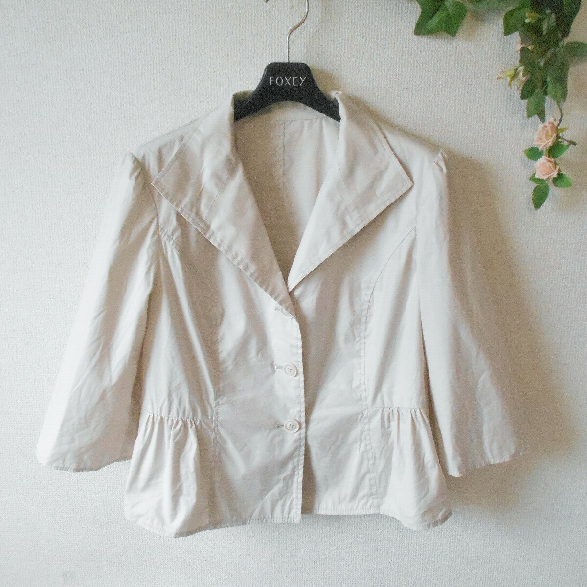 【中古】自由区 ジユウク オンワード樫山 ジャケット 38 レディース 7分袖 夏 テーラード 日本製