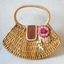 【中古】レストローズ LEST ROSE バッグ かごバッグ レディース お花 モチーフ 付き(4)