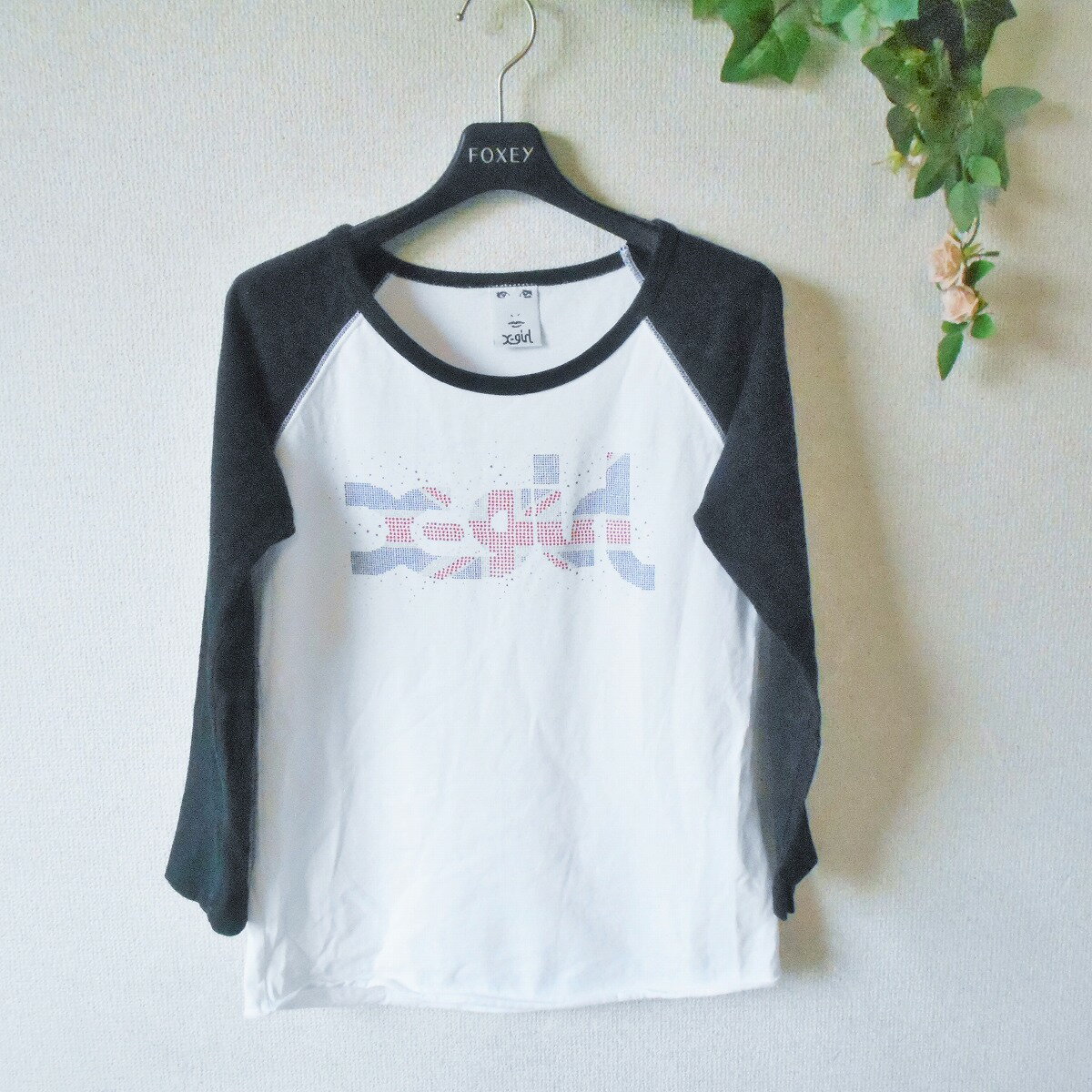 Rakuten - 【中古】エックスガール x-girl カットソー Tシャツ 1 レディース 7分袖 ロゴ プリント 入り