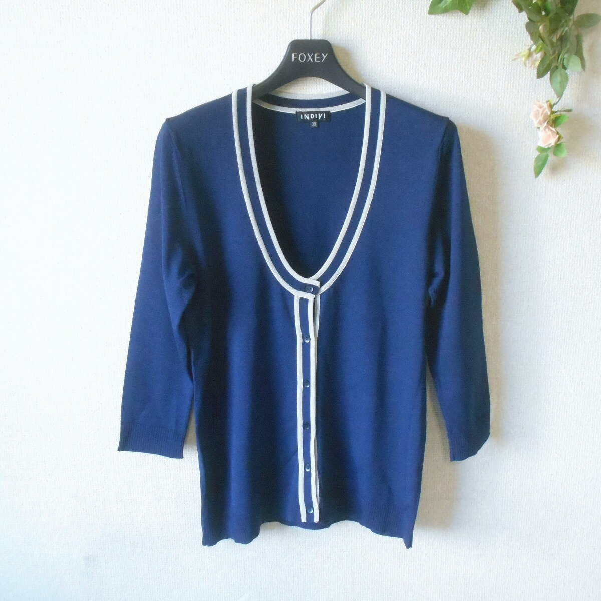 【中古】インディヴィ INDIVI カーディガン 7分袖 レディース 38 春 夏 ワールド