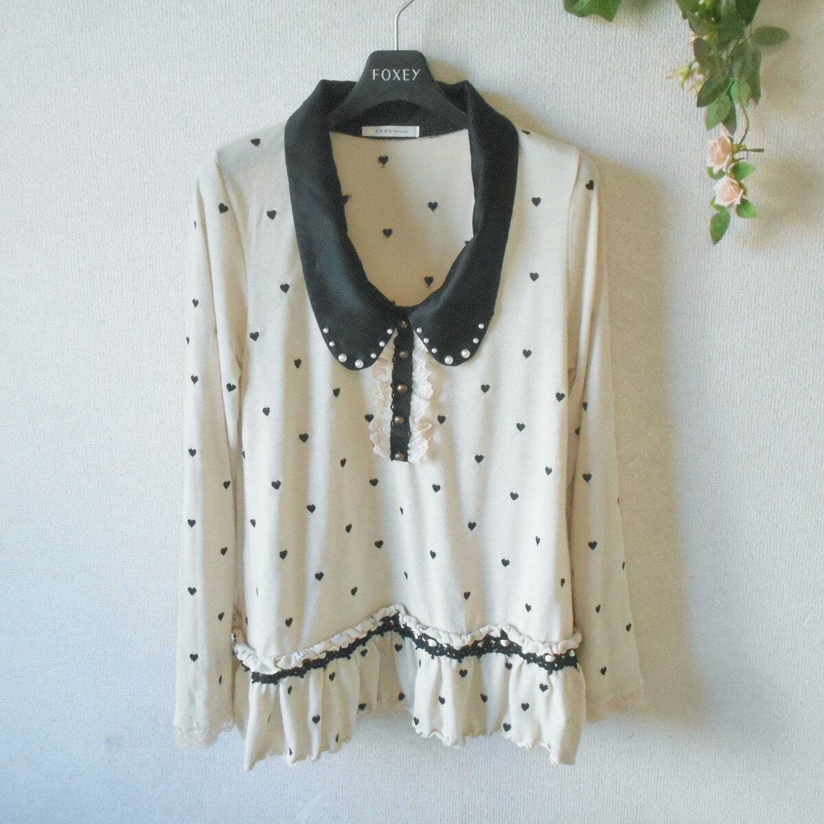 【中古】アクシーズ ファム axes femme ニット セーター レディース M 春 秋 ハート刺繍