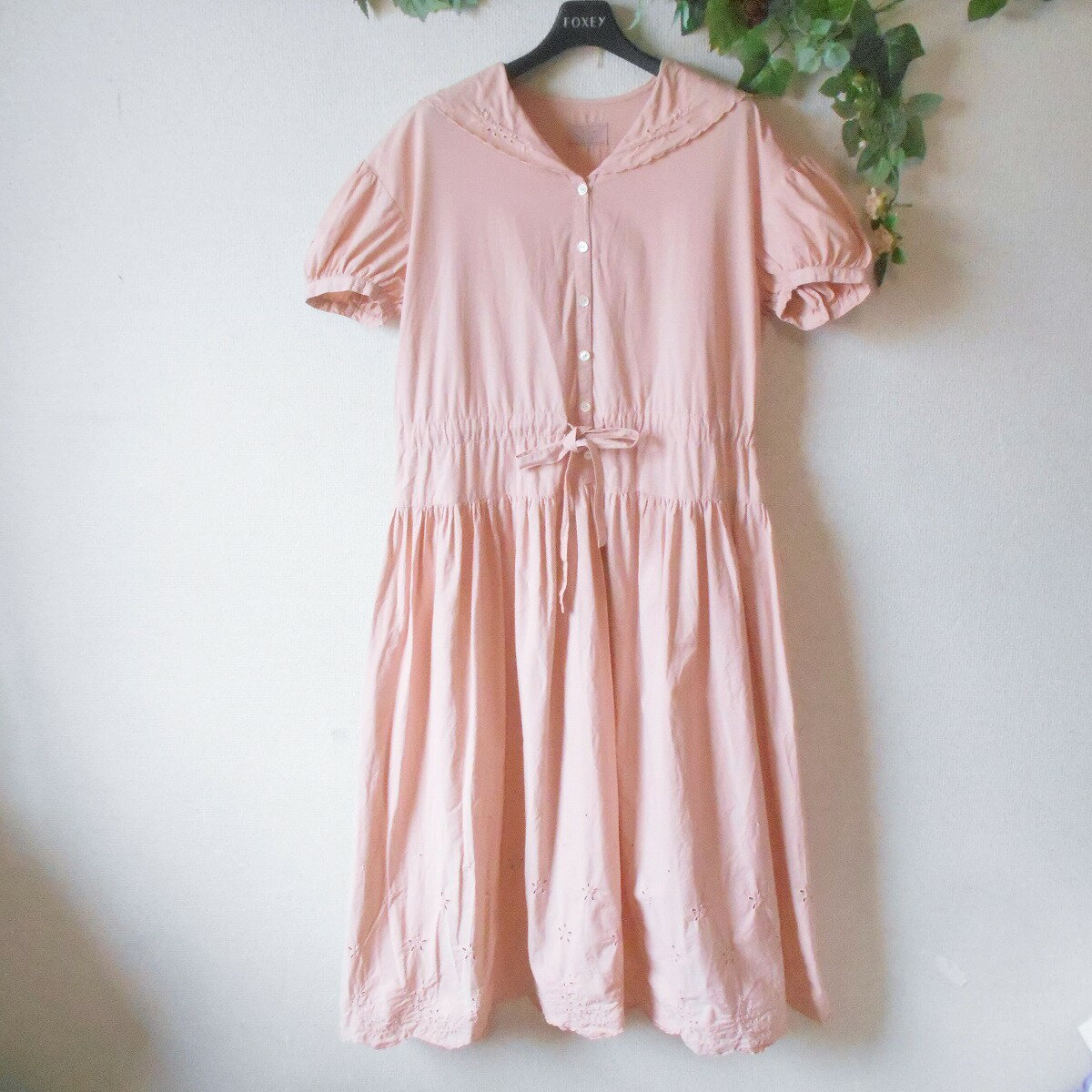 【中古】希少 田園詩 ワンピース 夏 ロング 丈 レディース M セーラーカラー レトロ アンティーク ビンテージ 訳あり