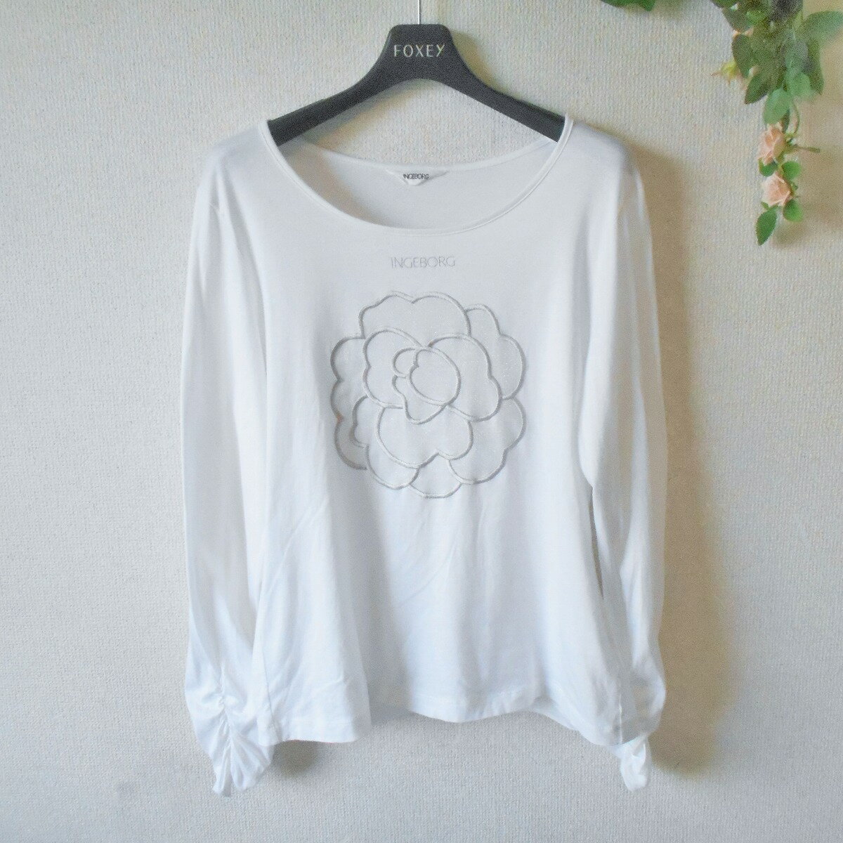 Rakuten - 【中古】インゲボルグ INGEBORG カットソー 長袖 レディース 11 ロゴ 刺繍 ゴムシャーリング 日本製