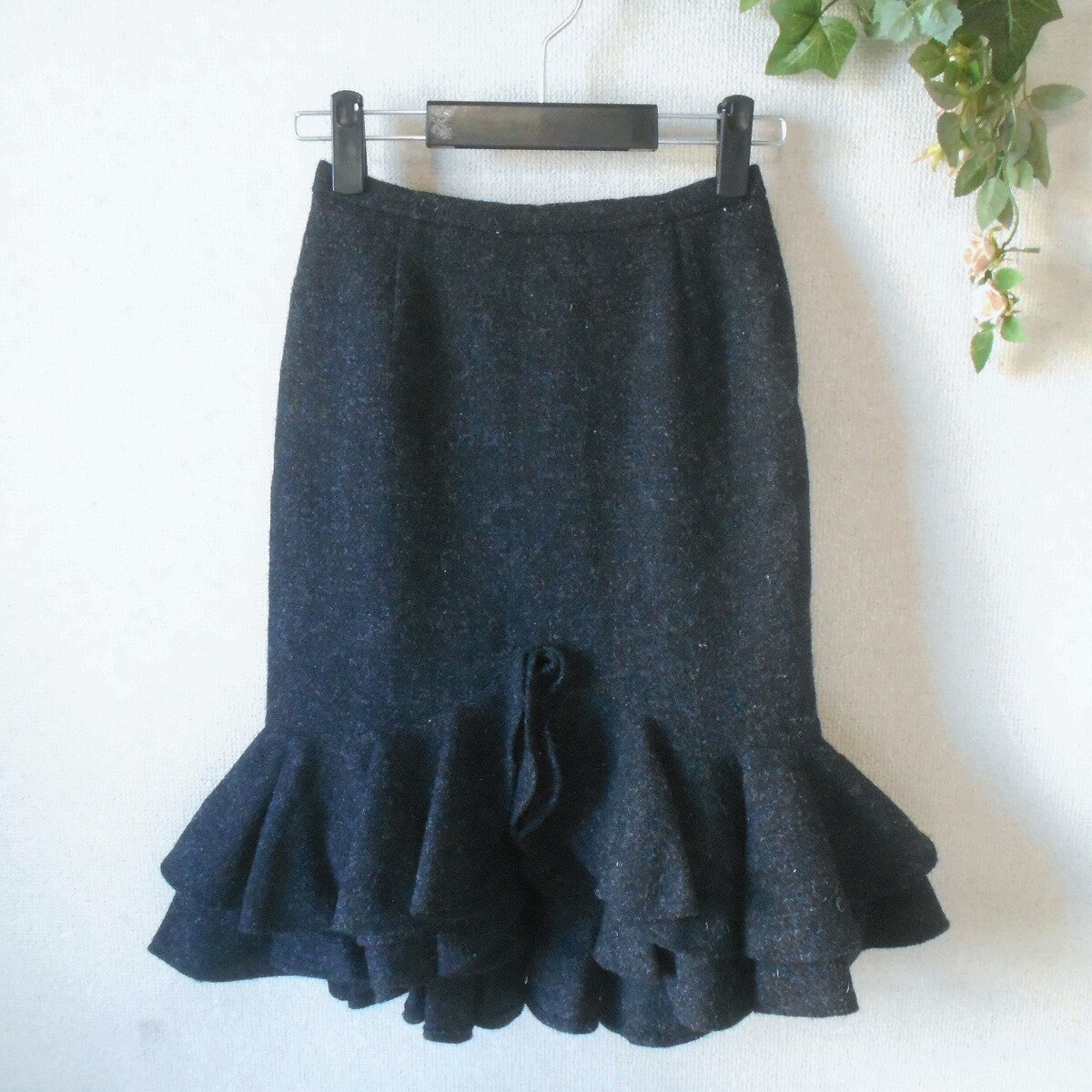 Rakuten - 【中古】グレース × ハリスツイード GRACE Harris Tweed スカート 36 レディース 秋 冬 フリル ウール 100%