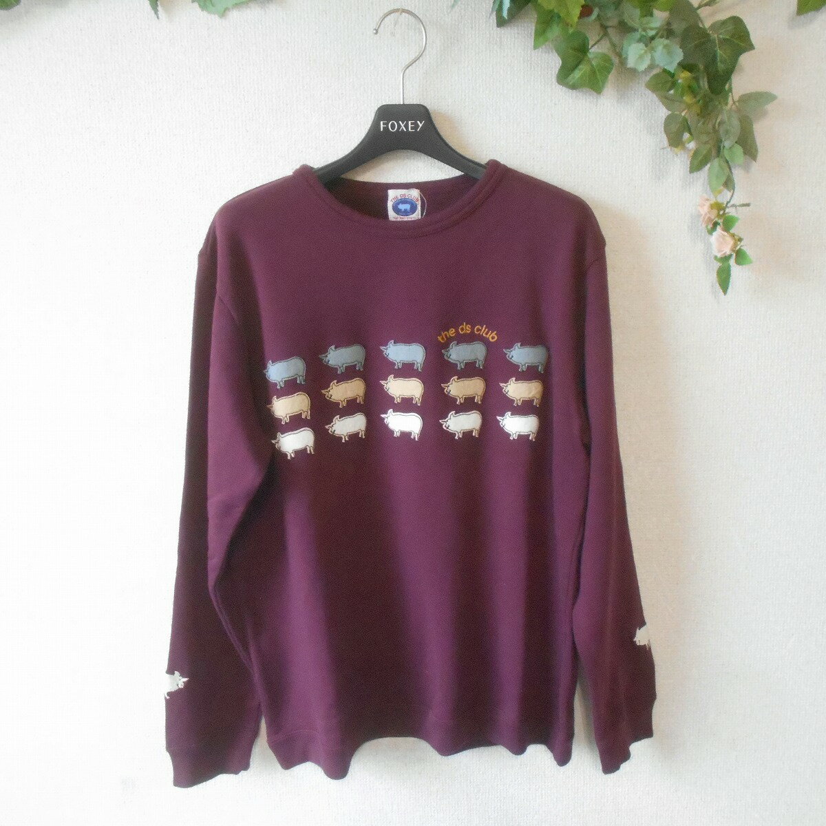 楽天ママポケット【中古】新品 タグ付き 8900円 ドラッグストアーズ drug store's THE DS CLUB スウェット トレーナー 横 ブタ アップリケ 多数 未使用