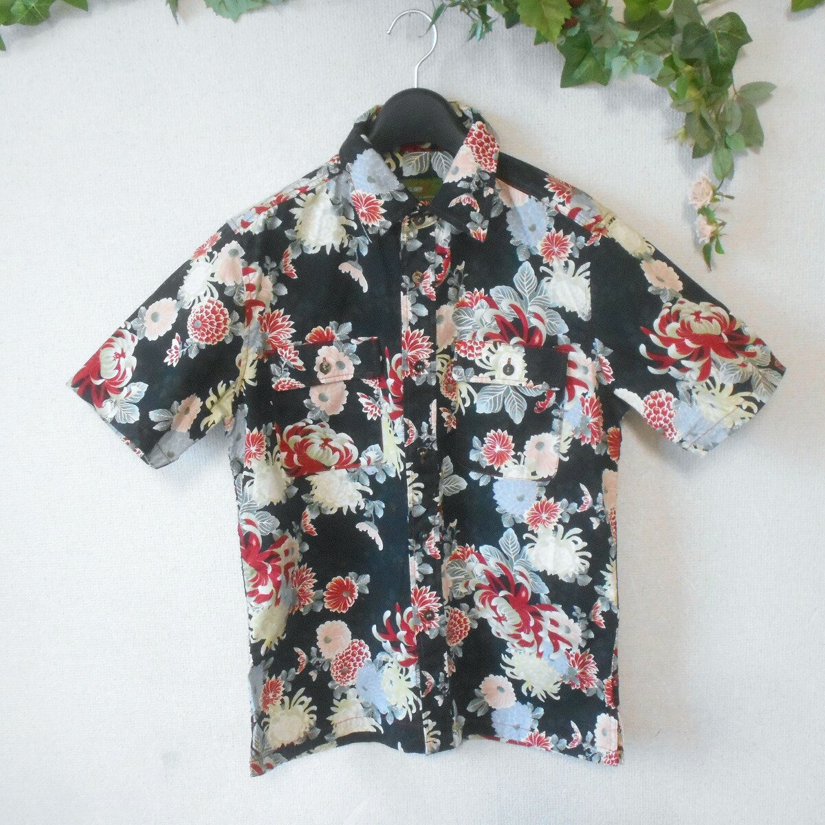 Rakuten - 【中古】グラムディ GLAMDY シャツ ブラウス 男女兼用 和柄 花柄 春 夏 日本製
