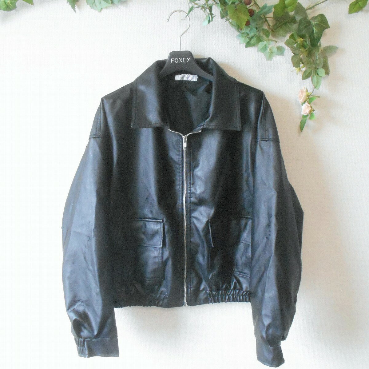【中古】ラックスダンティア Lax Dan Tia ジャケット ジャンパー ブルゾン L レディース フェイクレザー 黒