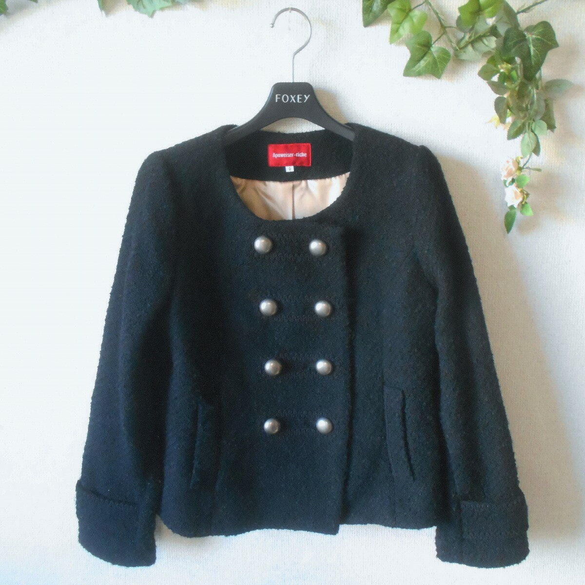 Apuweiser-riche ノーカラーコート サイズ2 黒 楽天市場】ノーカラー（ブランドアプワイザーリッシェ）（コート