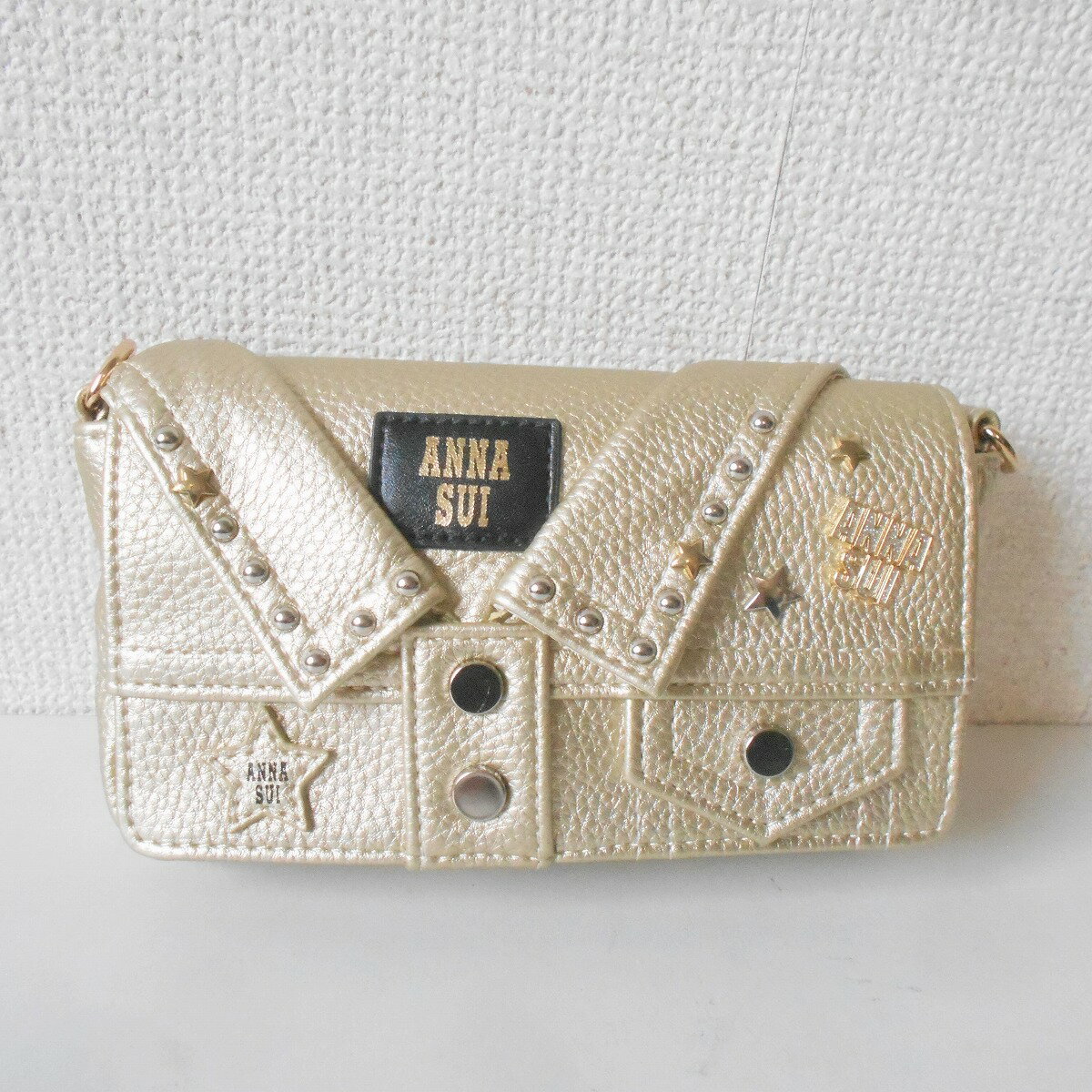 Rakuten - 【中古】未使用 ANNA SUI アナスイ BFF バッグ マイクロ ショルダーバッグ ゴールド 新品