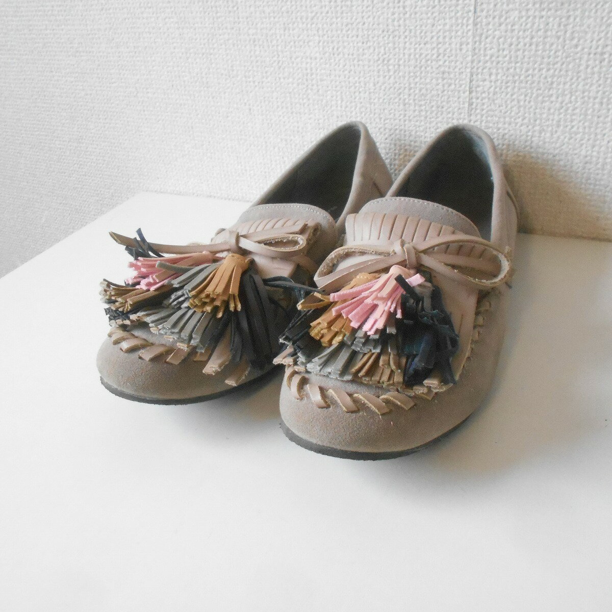 【中古】アンティカ パターントルソー antiqua patterntorso 異素材 タッセル モカシン シューズ M レ..