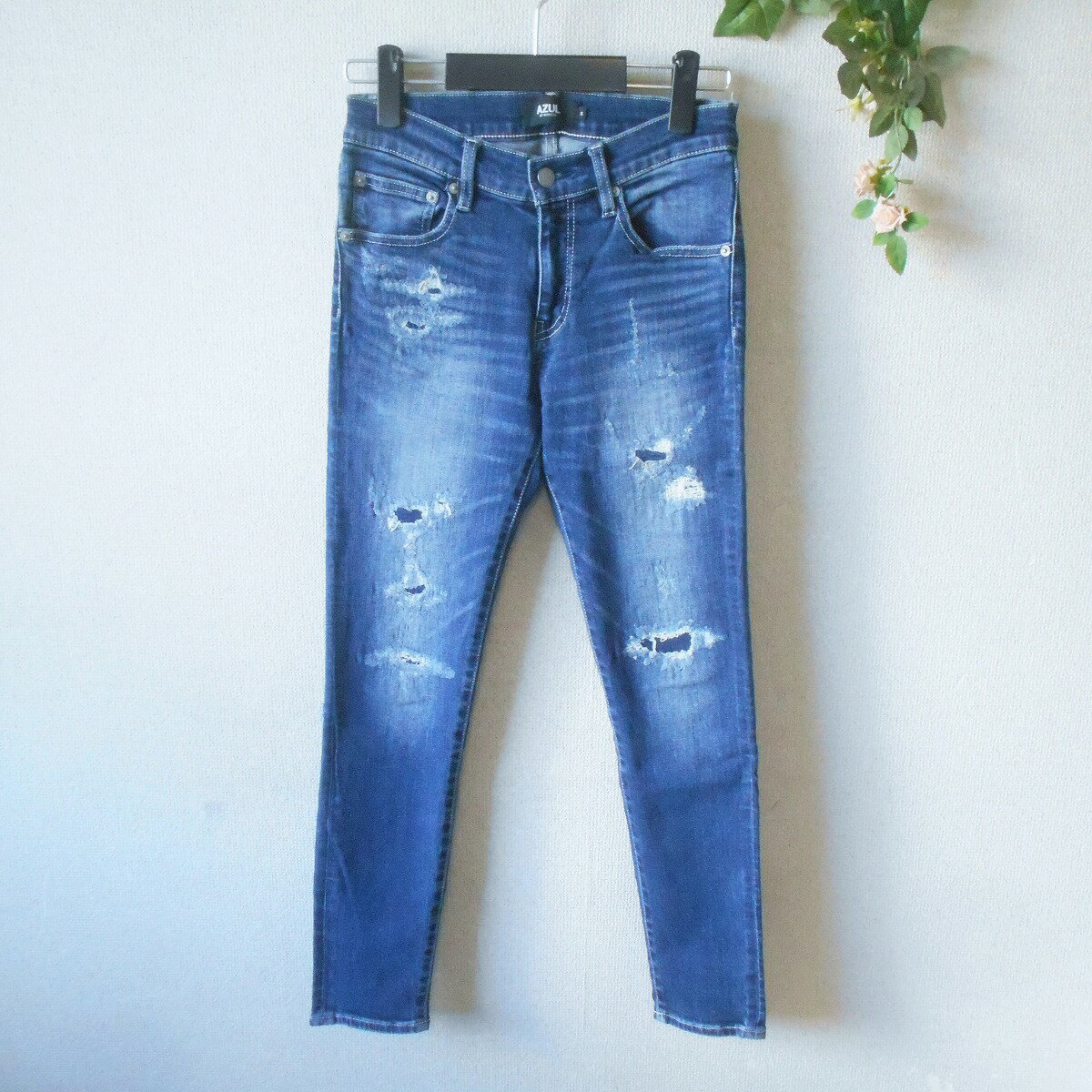 Rakuten - 【中古】AZUL by moussy アズール マウジー ジーンズ ジーパン デニム パンツ レディース S ダメージ加工
