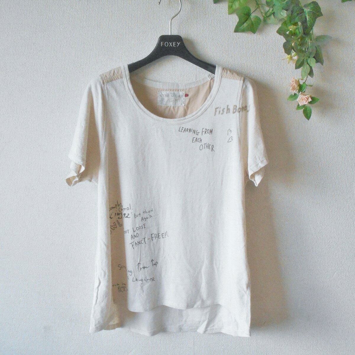 樂天商城 - 【中古】キューブシュガー CUBE SUGAR カットソー Tシャツ M 麻 ブレンド 切替 レディース 夏