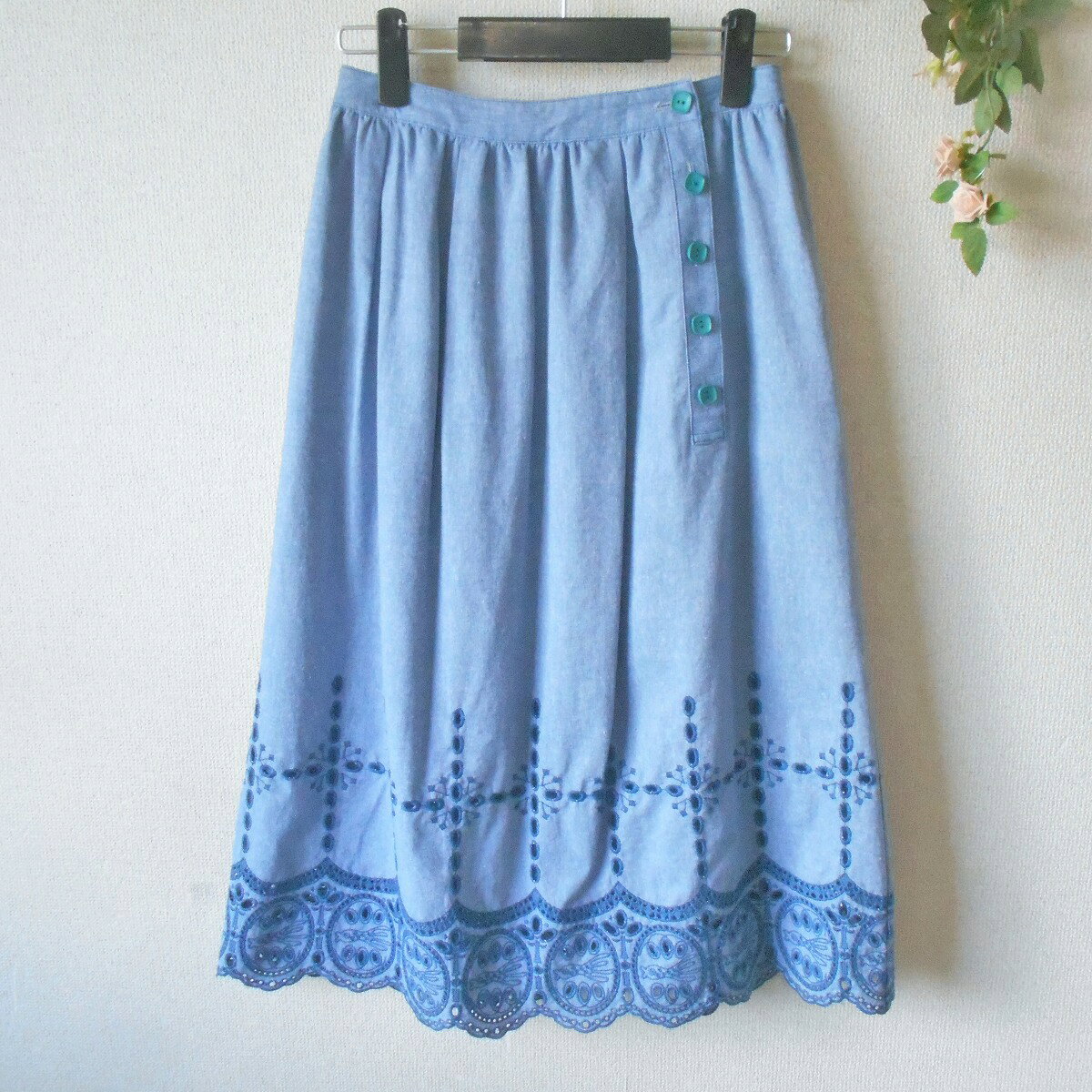樂天商城 - 【中古】ホコモモラ Jocomomola スカート 40 麻 ブレンド 春 夏 カットワーク 刺繍 レディース イトキン