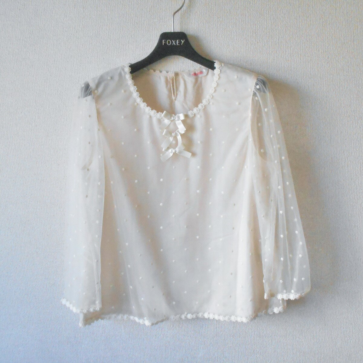 Rakuten - 【中古】ピンクハウス PINK HOUSE ブラウス M 総 チュール ドット 刺繍 & リボン レディース 夏