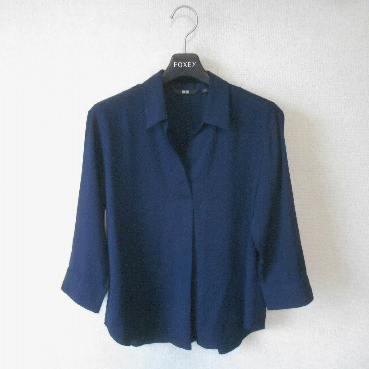 3-Quarter Sleeves - 【中古】ユニクロ UNIQLO ブラウス シャツ 風 レディース S 春 夏 7分袖 プルオーバー 紺