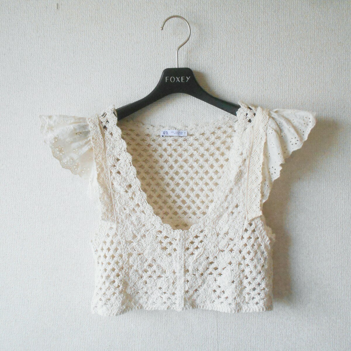 樂天商城 - 【中古】ZARA ザラ トップス フレンチスリーブ ニット ベスト ジレ レディース S 夏 カットワーク 刺繍