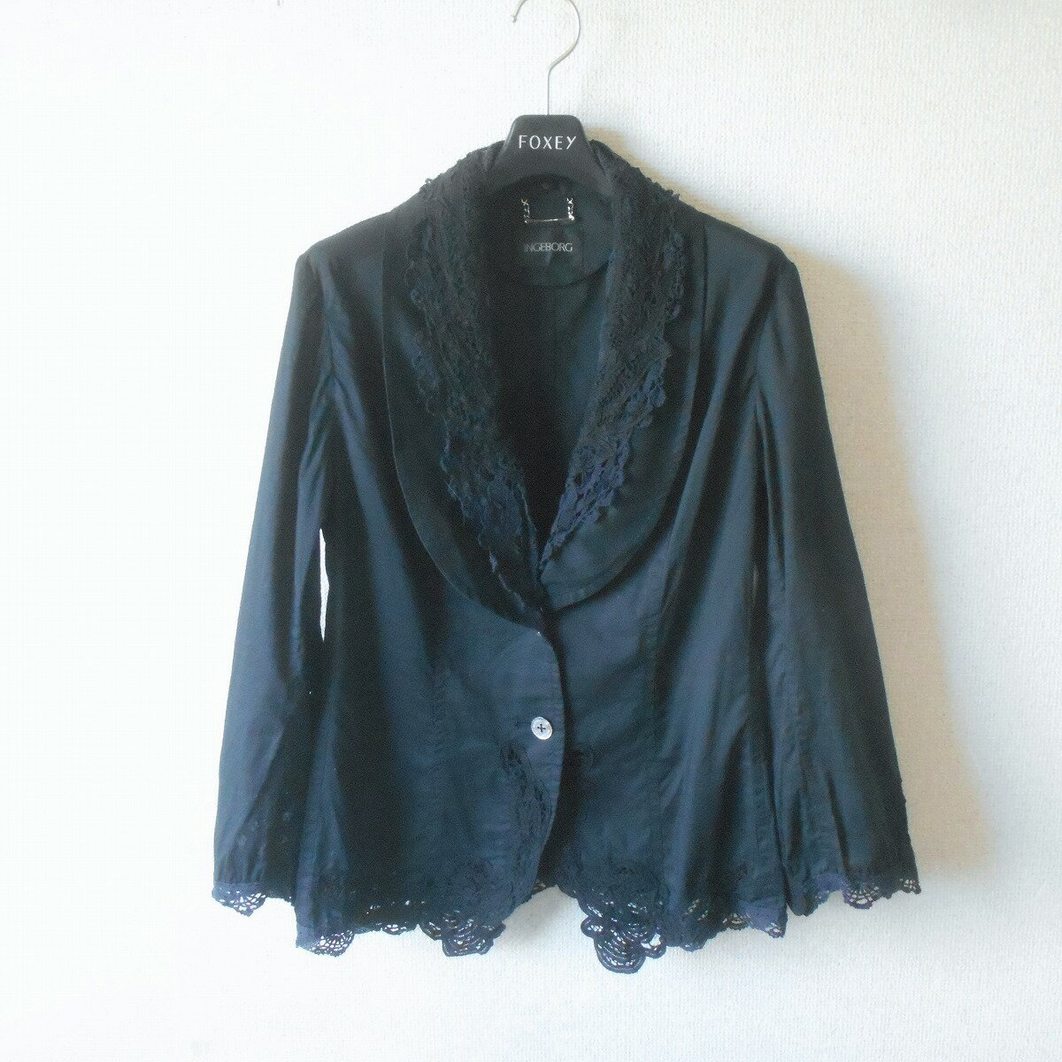 Rakuten - 【中古】インゲボルグ INGEBORG ジャケット S ブレザー レディース 春 夏 レース 脱着可能 黒
