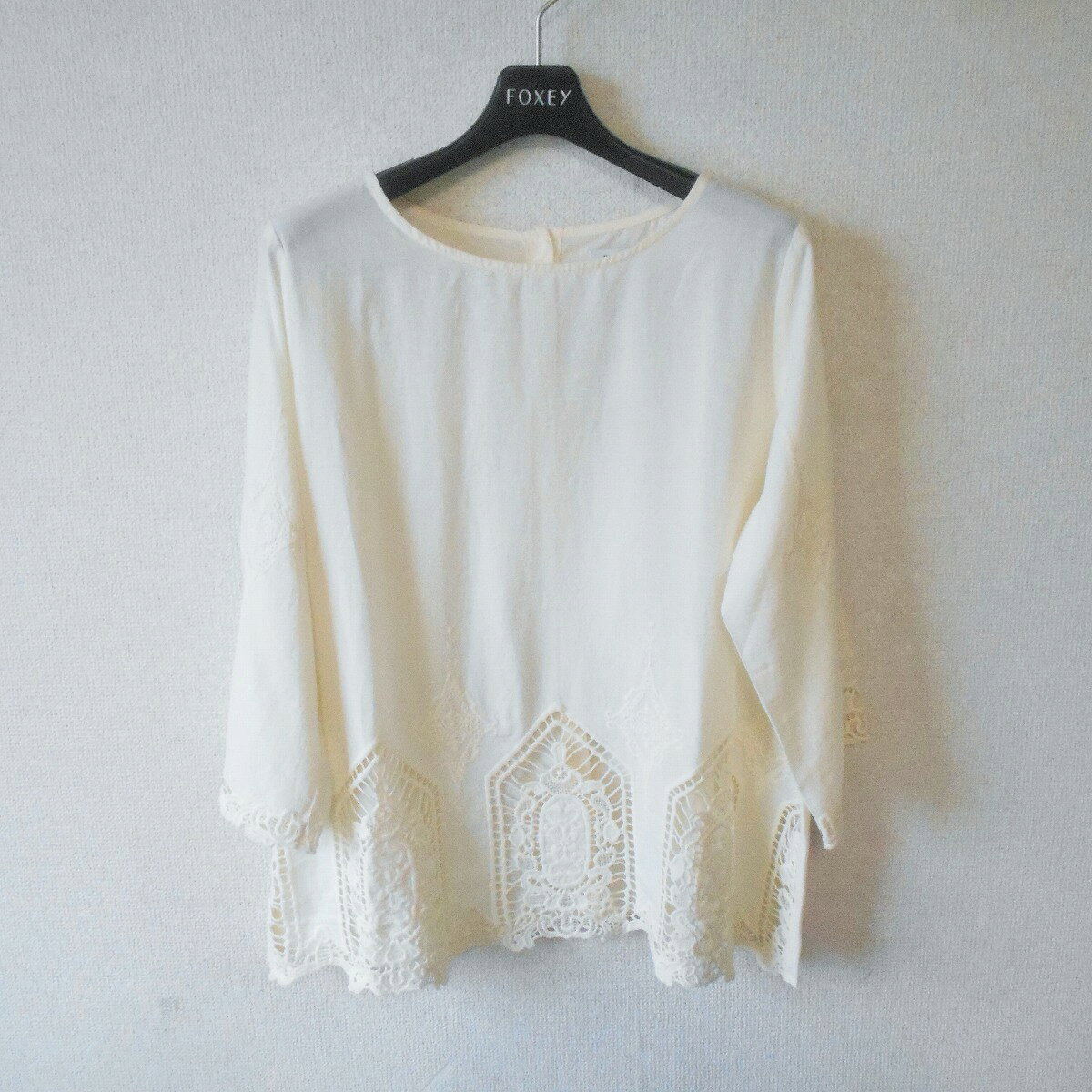 【中古】新品 タグ付き グローバルワーク GLOBAL WORK ブラウス 7分袖 M レディース 夏 カットワーク 刺繍 未使用 mamapocket-10004281 ママポケット パッケージ画像