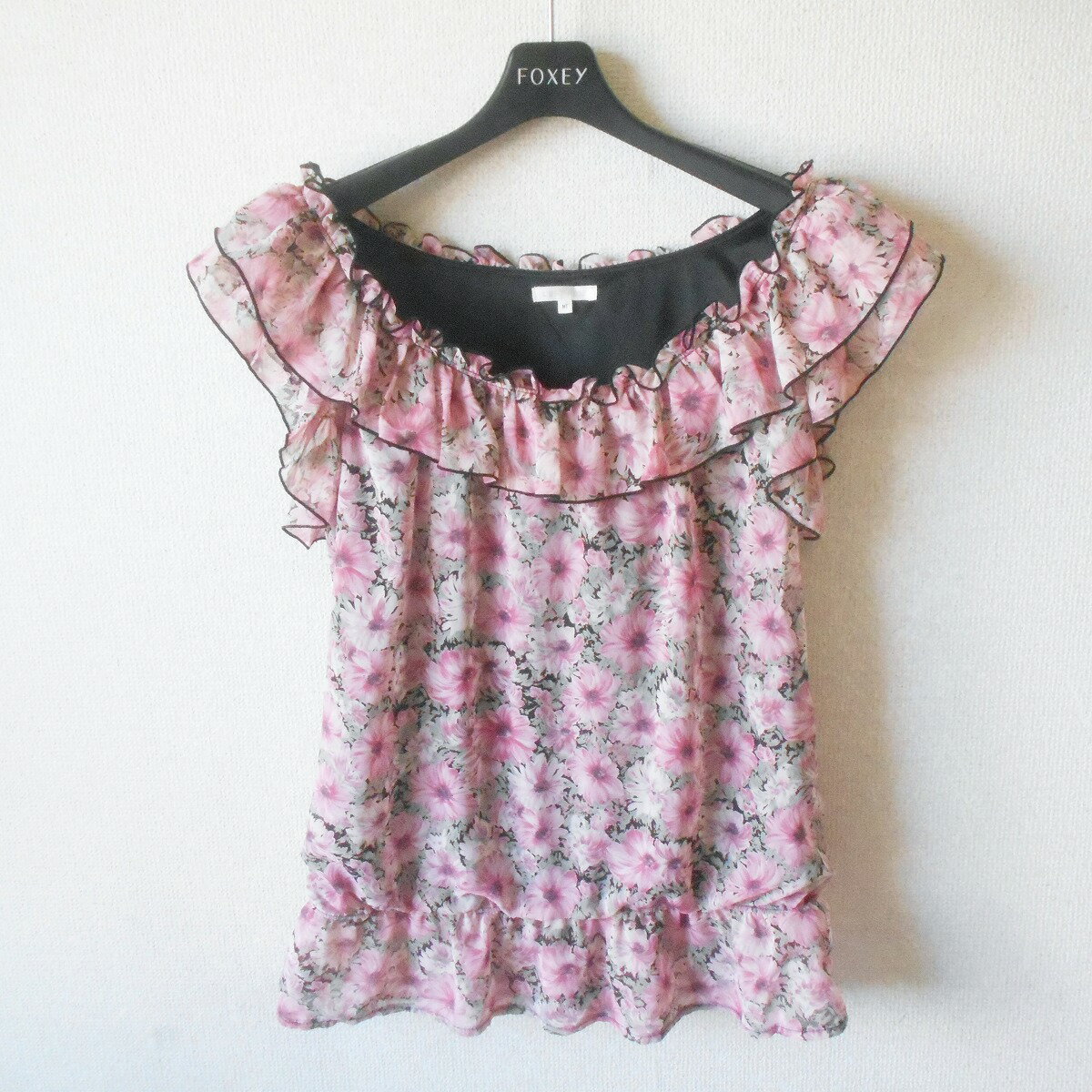 レストローズ LEST ROSE トップス ブラウス M 夏 レディース 花柄 ノースリーブ フリル