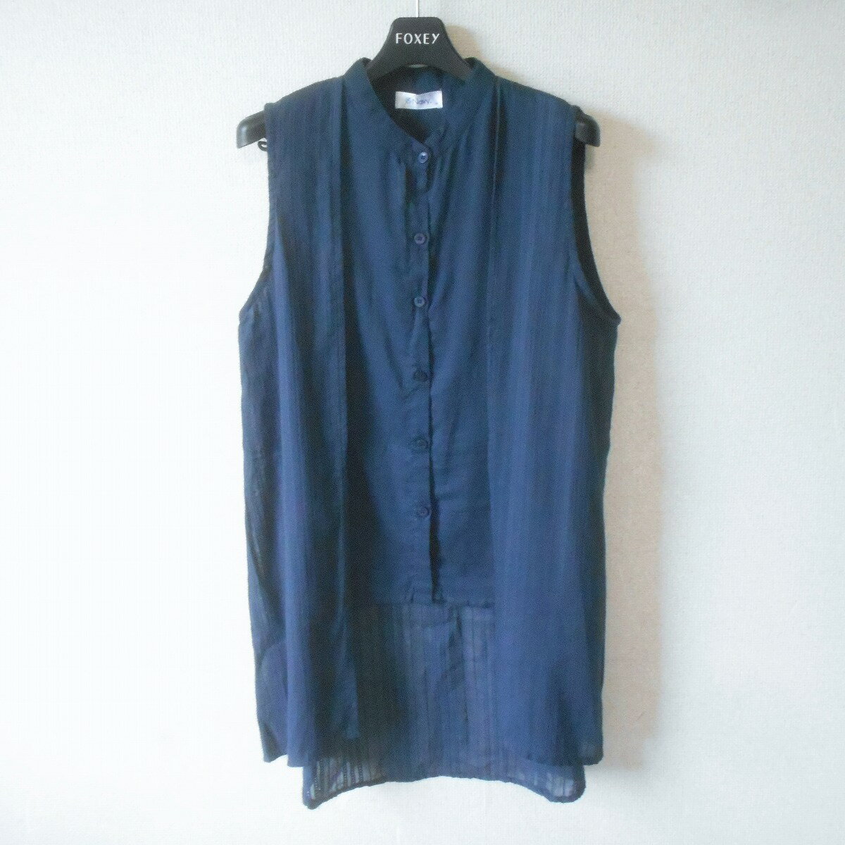 乐天商城 - 【中古】新品 タグ付き ネイビー Navy マックハウス ブラウス L フェイクレイヤード セットアップ 風 未使用 紺