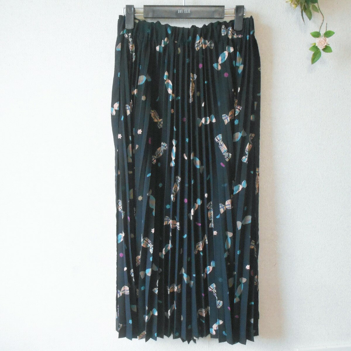 【中古】ピンクハウス PINK HOUSE プリーツ スカート キャンディ プリント 日本製