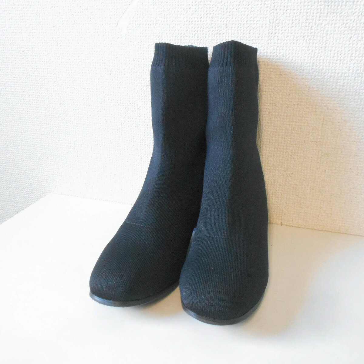 Rakuten - 【中古】未使用 ラファーファ シューズ la farfa SHOES ニット ブーツ 23,5cm レディース 黒 ワイドフィット