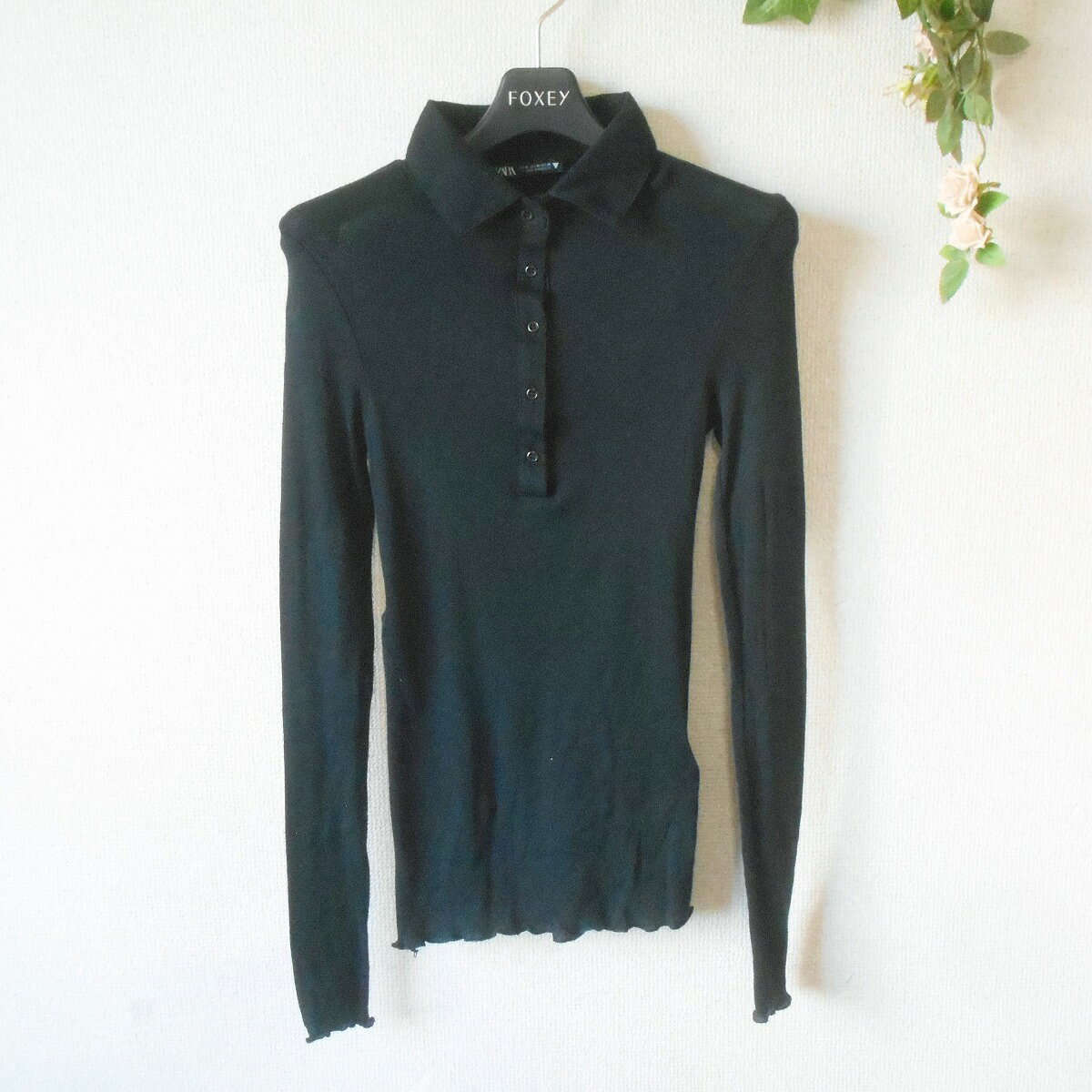 樂天商城 - 【中古】ザラ ZARA カットソー M 襟付き レディース プルオーバー シャツ 黒 春 秋