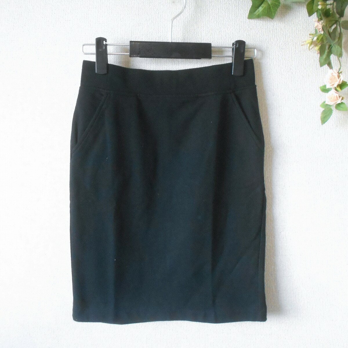 【中古】ユニクロ UNIQLO スカート M 黒 レディース 薄手 スウェット 秋 冬 春
